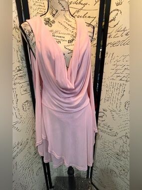 Fashion Nova Blush Pink Draped Cowl Long Sleeve Dress